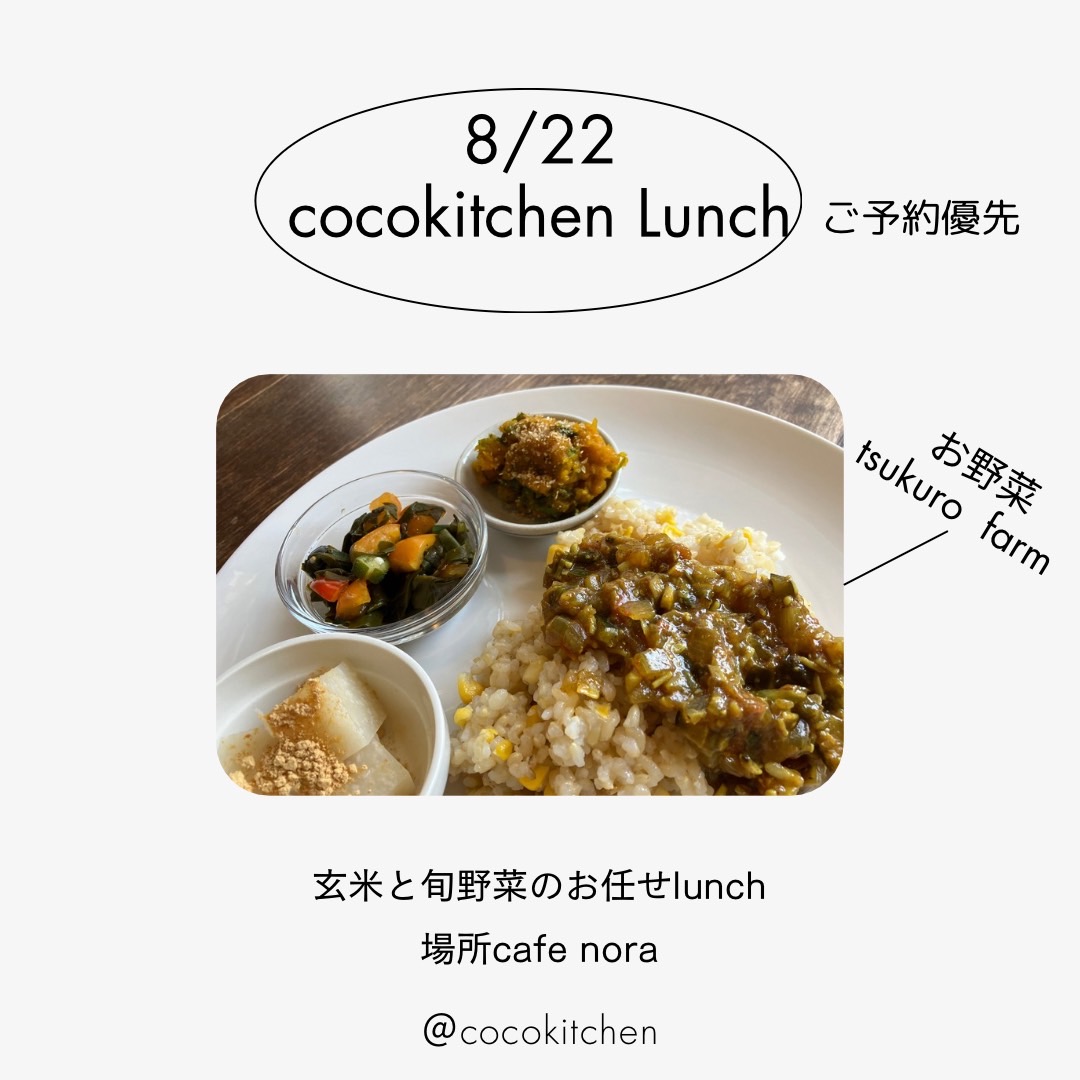 8月22日 cocokitchen ランチ チラシ